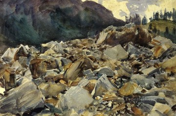  sargent pintura art%c3%adstica - Escena alpina de Purtud y paisaje de cantos rodados John Singer Sargent